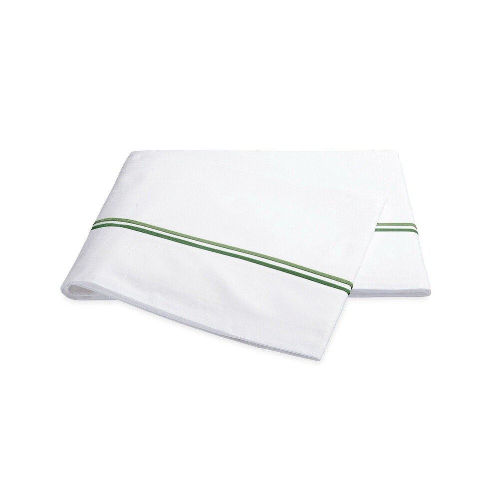 Matouk Essex KING 100% Long Staple Cotton Green/White Flat Sheet